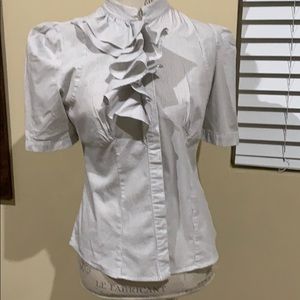 White with black stripe shirt